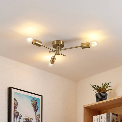 Lindby Cerros plafón 3 luces, latón