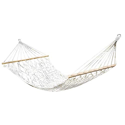 BNNEW Hamaca Colgante de Cuerda de algodón, Cama Colgante para Acampar Hamaca Doble de Cuerda de algodón, 220 Libras de Carga para Interior, Exterior,