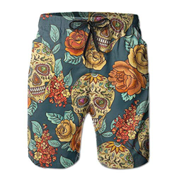 HomePink Pantalones Cortos de Playa con Estampado 3D para Hombres, bañadores Florales con Calavera Rosa y cómodos Transpirables,XL precio