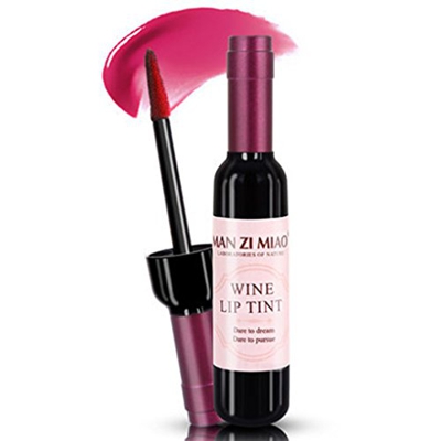 teng hong hui La Botella de Vino en Forma de Brillo de Labios de Color Rosa aplicadores de Labios de Larga duración Moisturer líquido Labio del lápiz