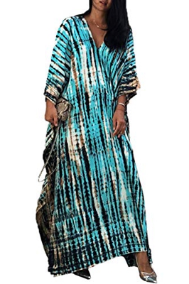 L-Peach Vestido de Playa Caftán Bohemio para Mujer Ropa de Estar Encubrimientos Bata Pareos