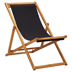 vidaXL Madera de Eucalipto Silla de Playa Plegable Asiento Reclinable Piscina Camping Hamaca Tumbona Jardín Patio Balcón Tela Negra características
