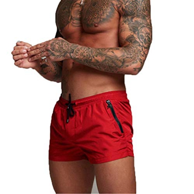 AUPUMI Bañadores de natación para Hombre, Playa Corriendo Pantalones Cortos Boxeadores Calzoncillos Pantalones (EU M/Tag L, Rojo_2)