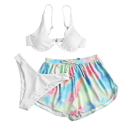 ZAFUL Tie Dye - Bikini de tres piezas para mujer Blanco S precio