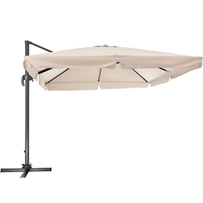 TecTake 800661 - Parasol Excéntrico, Sombrilla de Jardín, Aluminio, Protección Solar UV 50+, 3x3 m (Beige | No. 402992)