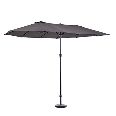 Outsunny Sombrilla Parasol Doble para Jardín Carpas Toldos de Terraza Tela de Poliéster Sombrilla con Base de Sombrilla para Playa Protección Solar UV