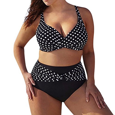 Bikinis Mujer 2019 Tallas Grandes LANSKIRT Trajes de baño con Estampado de Puntos para Mujeres bañadores Casual Conjunto de Bikini Tangas Dos Piezas p