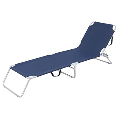 ECD Germany Tumbona Plegable de Playa 200x56x26 cm Azul Marino Aluminio Reclinación Ángulo Respaldo Regulable Tomar Sol Jardín o Balcón hasta 120kg Te