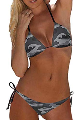 Fanvans Traje De Baño Piezas De Camuflaje Militar con Parte Inferior De Bikini Triangular para Mujer CArmy M