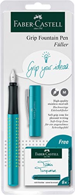 Faber-Castell kit pluma estilográfica Grip 2010, Turquesa, Verde Negro