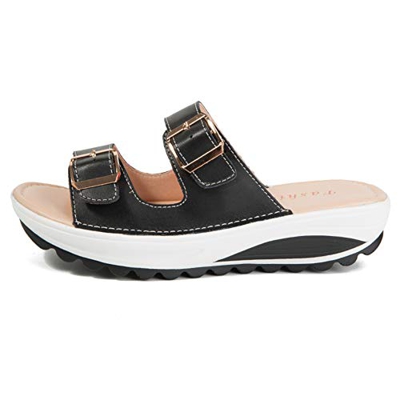 Mujer Sandalias de Cuña Elegante Zapatos de Verano Negro 40 EU