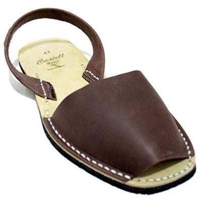 Castell 1053 - Avarcas Ibicencas Menorquinas de Color Cacao y Natural para Hombre - 46, Marró Fosc