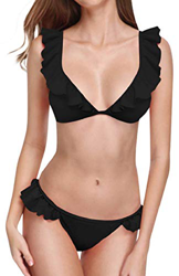 heekpek Traje de Baño Mujer Bikini Sexy con Cuello en V con Volantes Bañador Mujer Dos Piezas Moda de Playa Bikinis Brasileños características