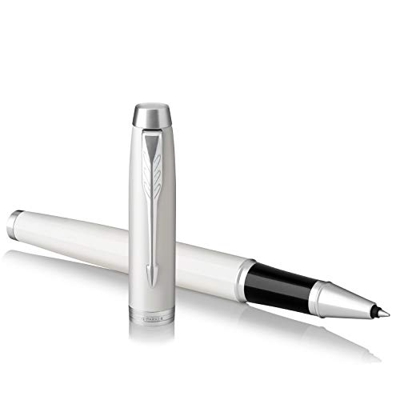 Parker IM - Bolígrafo Roller, Punto fino, color Blanco (White lacquer Chrome trim)