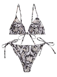 ZAFUL Bikini acolchado para mujer, de un solo color, con triángulo, con tirantes finos. negro-a M en oferta