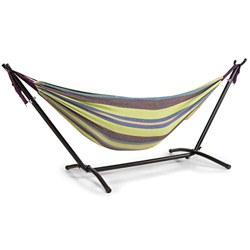 WOMA Hamaca con estructura para 2 personas en 5 colores, superficie de descanso de 160 x 241 cm, hamaca para interior y exterior, de algodón, soporta  precio