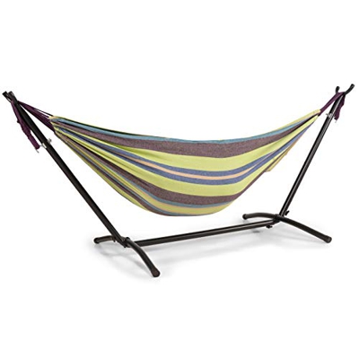 WOMA Hamaca con estructura para 2 personas en 5 colores, superficie de descanso de 160 x 241 cm, hamaca para interior y exterior, de algodón, soporta 