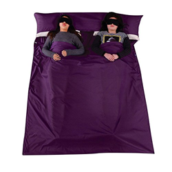 KAIL Doble Saco de Dormir Liner Ligero 2 Persona Saco de Dormir Ideal para Camping Viaje Hotel, Color Morado características