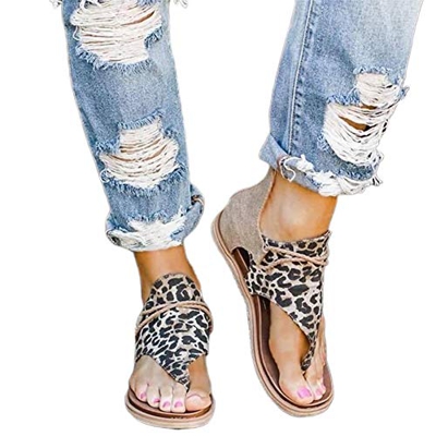 Pointsee Sandalias De Mujer, Zapatillas De Verano De Moda, Chanclas De Playa Con Estampado De Cebra De Serpiente De Leopardo, Zapatos Planos Cómodos E