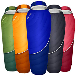 Atepa Saco de dormir ligero de plumón16 grados F 650 FP clima cálido saco de dormir impermeable con bolsa de compresión y almacenamiento de malla para características