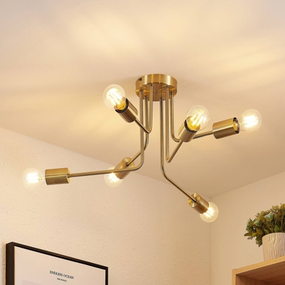 Lindby Cerros plafón 6 luces, latón