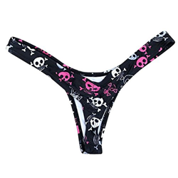 Bikini Estampado de Mujer Traje de baño de la Parte Inferior de la Tanga Traje de baño brasileño de Playa de baño Xinantime (L, Negro1) en oferta