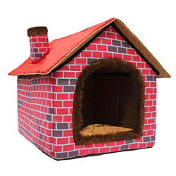 Hanshu Cálido interior suave caseta mascota grande perro casa perros camas con alfombrilla, rojo precio