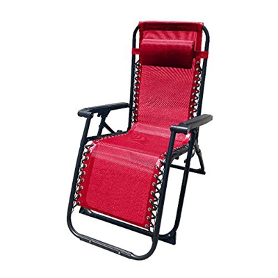 Tumbona Plegable Acero con COJIN Jardin 90X66X108 CM Gravedad Cero (Rojo)