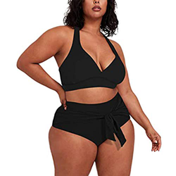 Meet U Conjunto de bikini dividido para mujer, talla grande, cintura alta, estampado de leopardo, para mujer características