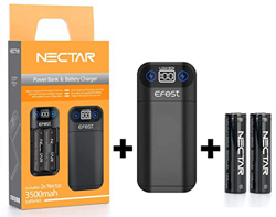 Nectar Cargador 18650 + Power Bank | Garantía de 1 Año | con 2X 3500mah Bateria 18650 Recargable de Alto Drenaje | Doble Uso: Cargador 18650 + Banco d características