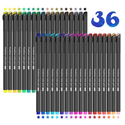 Rotuladores de punta fina, JPARR 36 lápices de colores con punta fina Lápices de colores de 0,4 mm con punta fina para dibujar y escribir bocetos, lle