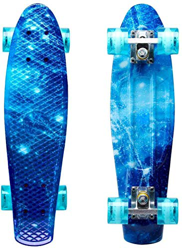LISOPO Skateboard Monopatin 22’’55cm, Mini Cruiser Retro Crucero 4 PU Ruedas Traslúcidas, Tabla de Plástico Reforzado, ABEC-7 Rodamiento para Principi en oferta