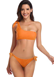 heekpek Conjunto de Bikini de Un Hombro Mujer Padded Sexy Un Hombro Trajes de Dos Piezas Conjuntos Traje De Baño Raya Bandage Bikini Mujer Playa Veran en oferta
