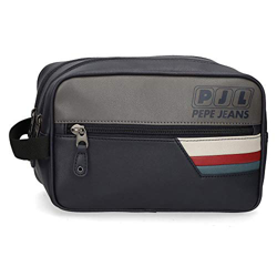 Neceser Pepe Jeans Eighties Doble Compartimento Adaptable, Azul, 26 x 16 x 12 cm en oferta
