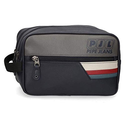 Neceser Pepe Jeans Eighties Doble Compartimento Adaptable, Azul, 26 x 16 x 12 cm