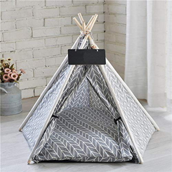Cama para mascotas con tipi para perros y gatos, de lona blanca, bonita casa – Tienda de campaña portátil lavable para perros y gatos, color gris en oferta