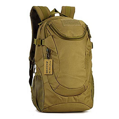 Huntvp Mochila de Asalto 25L Militar Táctical Gran Mochila de Nylon Impermeable para Senderismo Caza Camping, Color Marrón