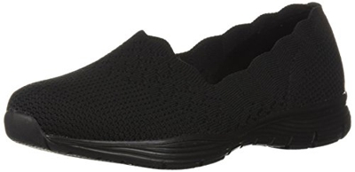 Skechers Seager-Stat, Zapatillas sin Cordones Mujer, Negro (BBK Black Flat Knit), 38.5 EU