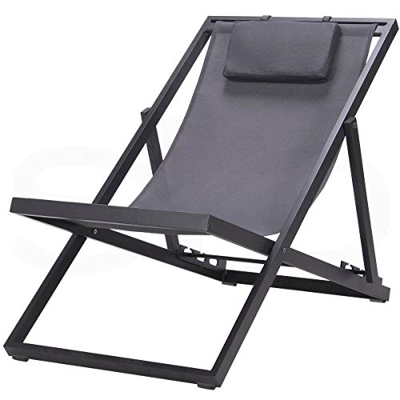 Tumbona Plegable de Aluminio 1ª Calidad y Textilene Batyline Gris Antracita
