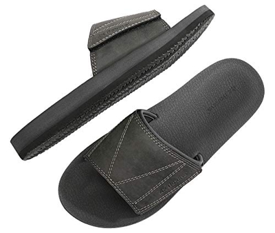 ARRIGO BELLO Hombre Chanclas Suela de látex Sandalias Verano Flip Flop Plantillas de Cuero Piscina Playa Talla 41-46 (Gris,41)