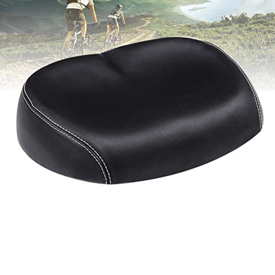 Opaltool Sillín de bicicleta sin nariz, cómodo asiento de bicicleta ancho grande con cojín acolchado de espuma viscoelástica para la mayoría de las bi