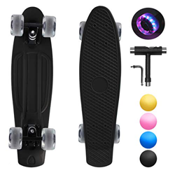 shownicer Monopatín Skateboard Completo Mini Cruiser Patín Plástico Penny Board 22'' para Niños Adultos Principiantes, LED Ruedas Iluminadas & ABEC-11 precio