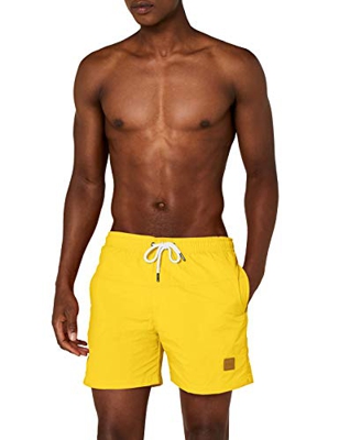 Urban Classics Block Swim Shorts Bañador de natación, Amarillo (Cromo), Large para Hombre