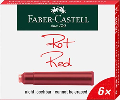 Faber-Castell - Vaso de tinta, color rojo Tintenpatrone Standard 6er