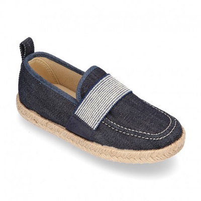 Mocasín Niño Con Elástico Tipo Alpargata En Lona Jeans. 37 Jeans