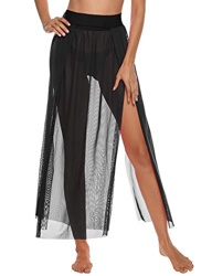 iClosam Mujer Playa de Gasa Bikini Cubierta de Traje de Baño de Colmena Vestido de Verano Pareos y Ropa de Playa Transparente (nero2, Talla única) en oferta