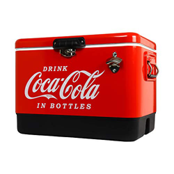 Coca-Cola Ice Chest Beverage Cooler with Bottle Opener 51 Litre /54 Quart, Red, Perfect Gift, Easy Cleaning, Use for Camping, Beach, RV, BBQs, en oferta