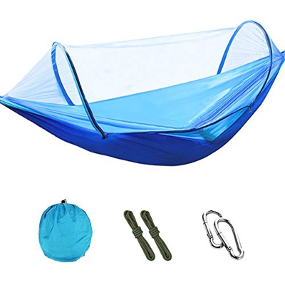 Hamaca, Zorara Hamacas Colgantes Ultraligera con Mosquitero (260 x 140CM) Carga 300kg Transpirable, Nylon de Paracaídas Secado Rápido 2 x Mosquetones 