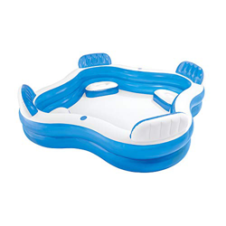 Intex Pisicina Hinchable Familiar 229x229x66 cm Azul Rectangular con 4 Asientos y 2 Portabebidas Volumen de 990 L Piscina Infantil Flexible Robusta Ad en oferta