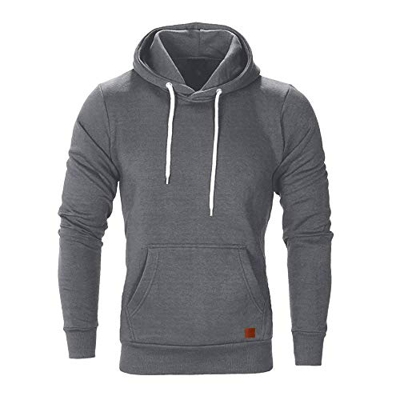 CNBOY Sudaderas con Capucha para Hombre Cosy Chaqueta Deportiva Sudadera con Cremallera Completa Hoodie Casual Jerséis Top Blouse (Gris Oscuro, L)